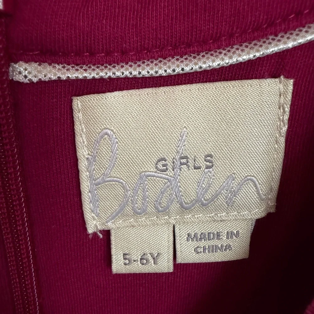 Boden Girls Berry Pink Velvet Sequin Star‎ Skater Dress Size 5-6Y Holiday Party